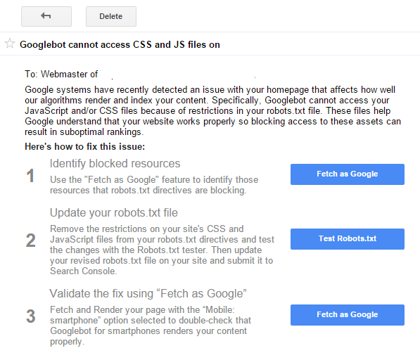 Google Search Console Warnings