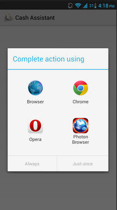 app intent filter actions on Android device