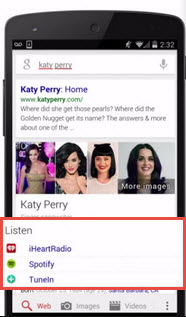 app actions in Google's Knowledge Graph for Katy Perry