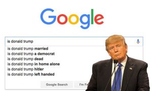Donald Trump with Google Search auto completions